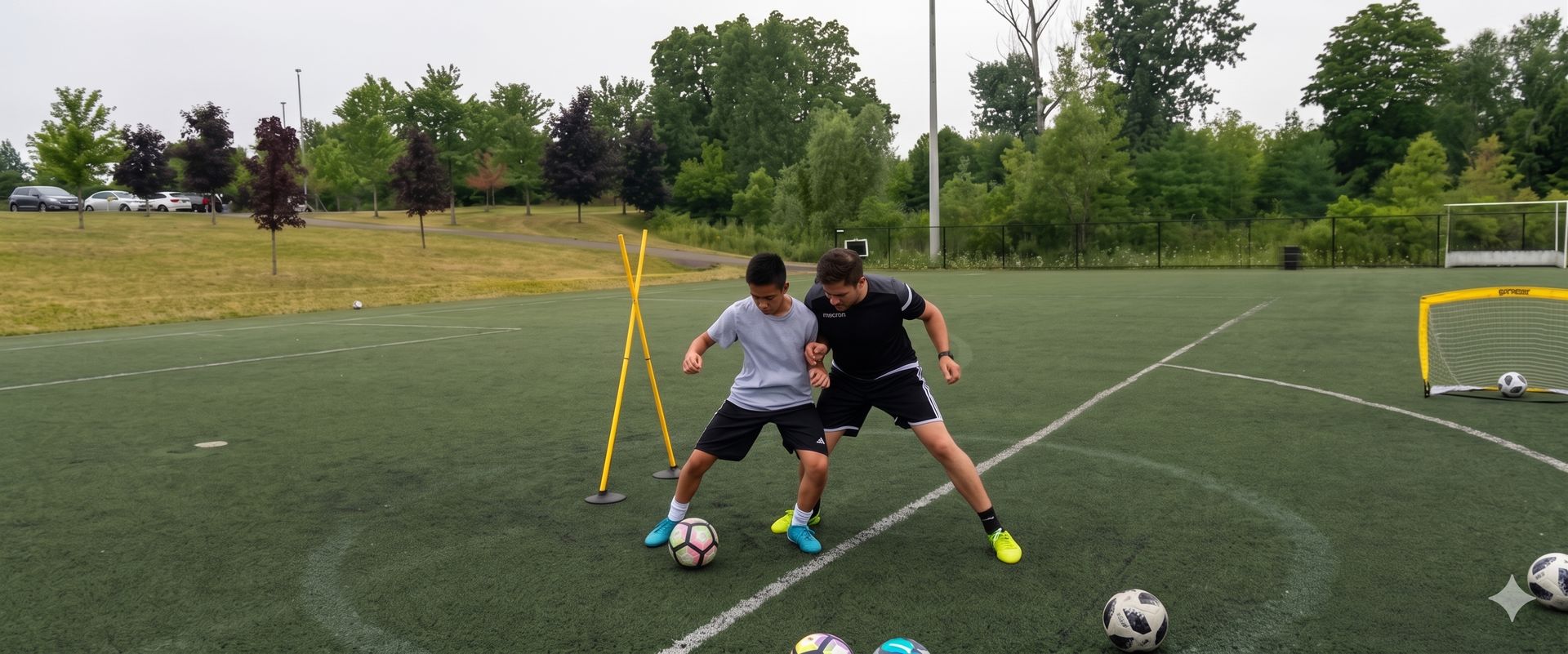 One-on-one private soccer training session
