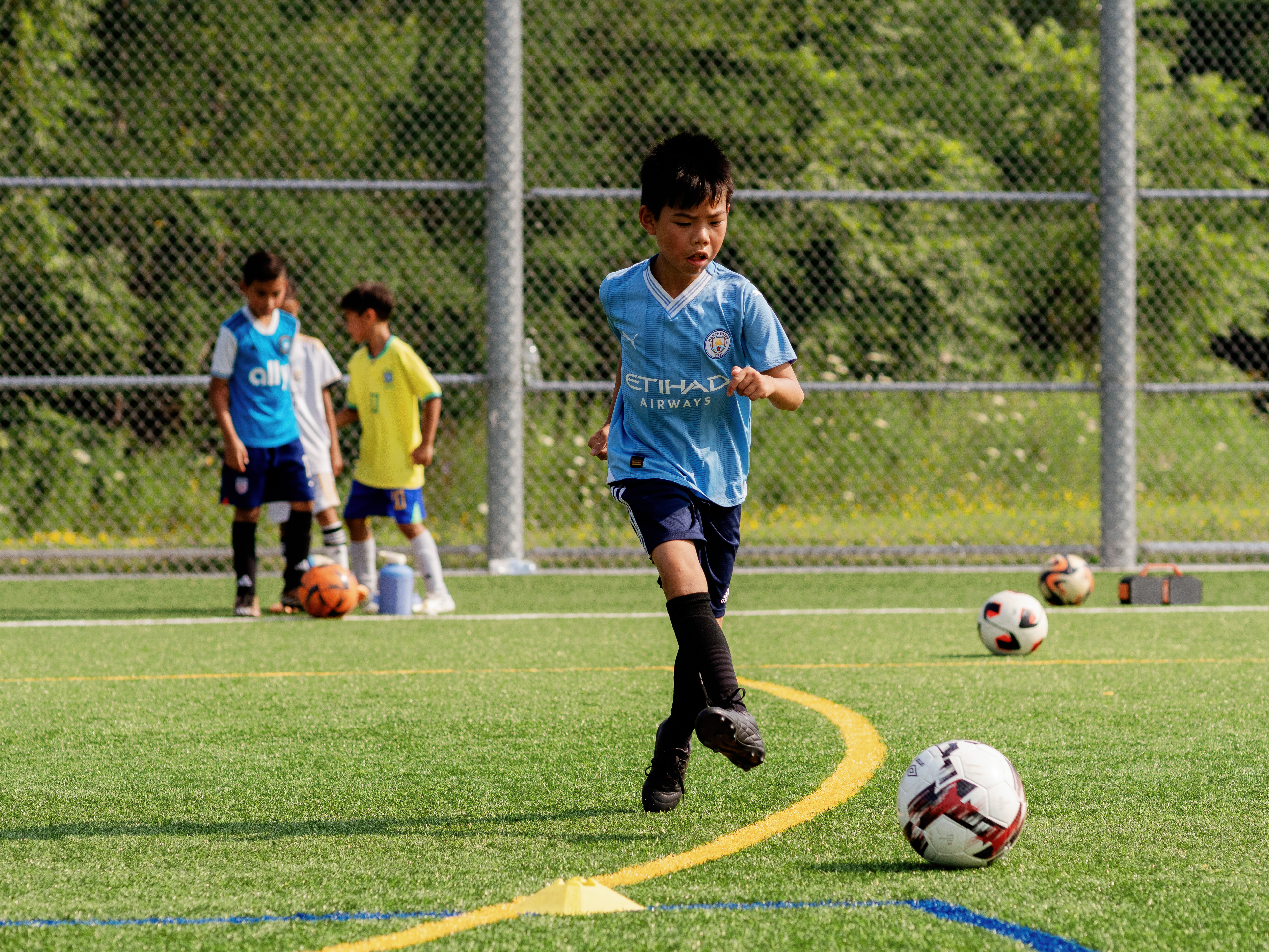 Soccer training in action