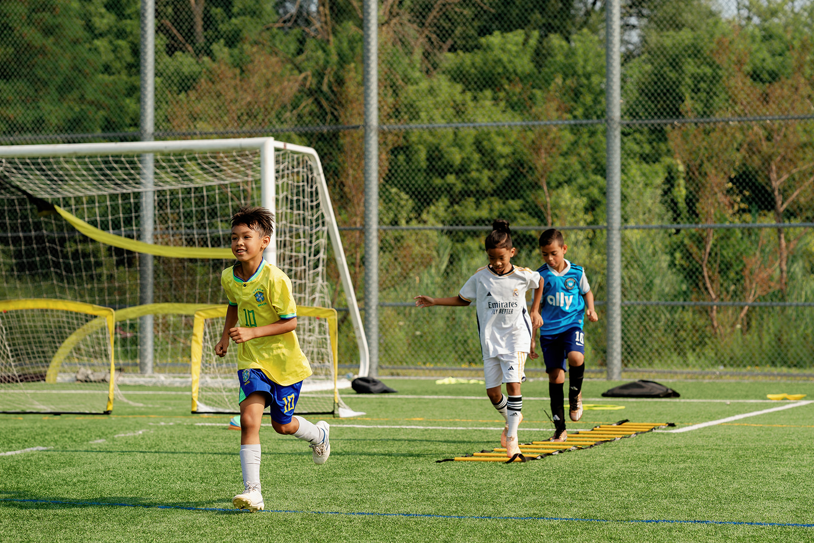 Soccer training in action