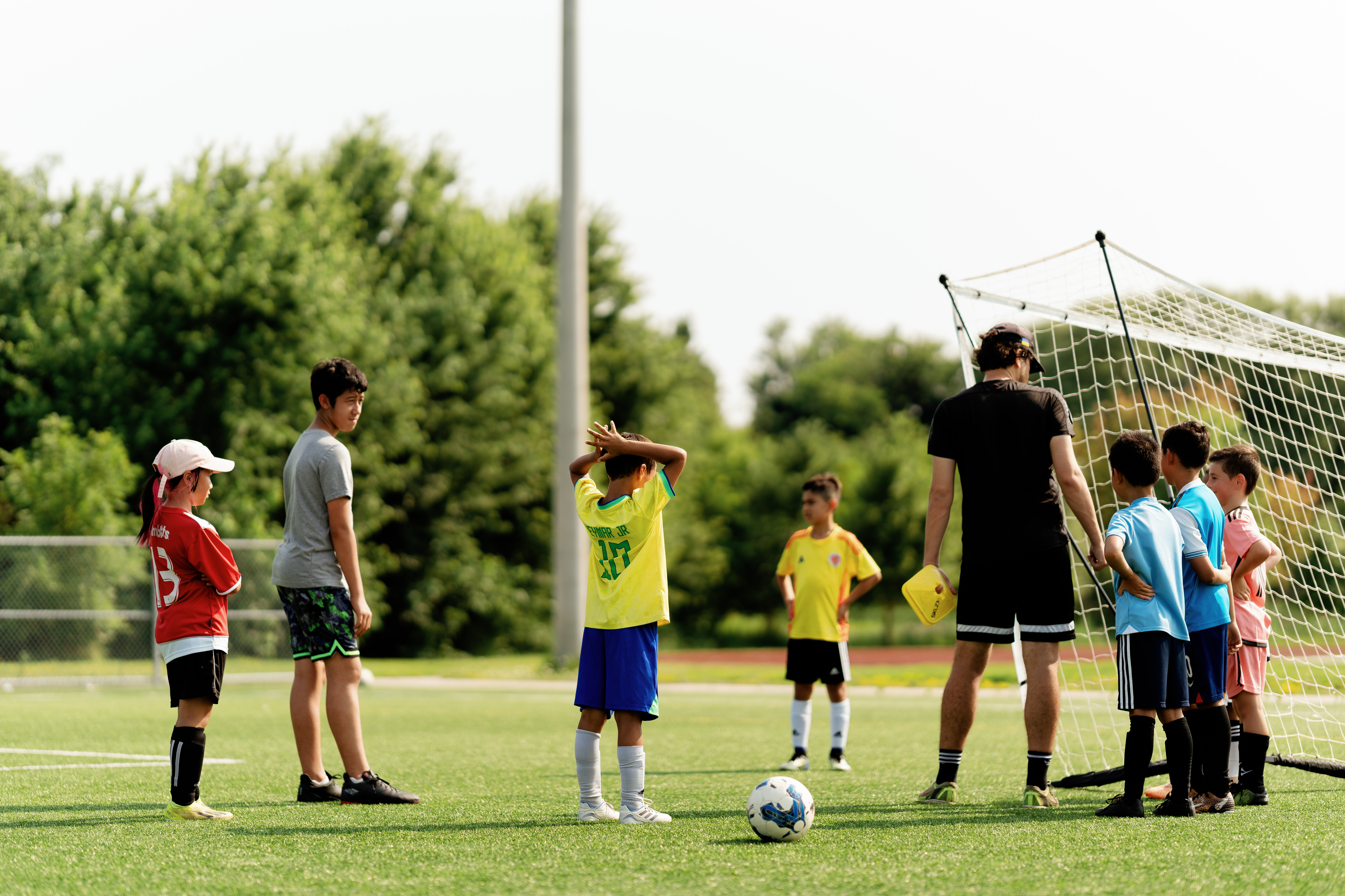 Soccer training in action