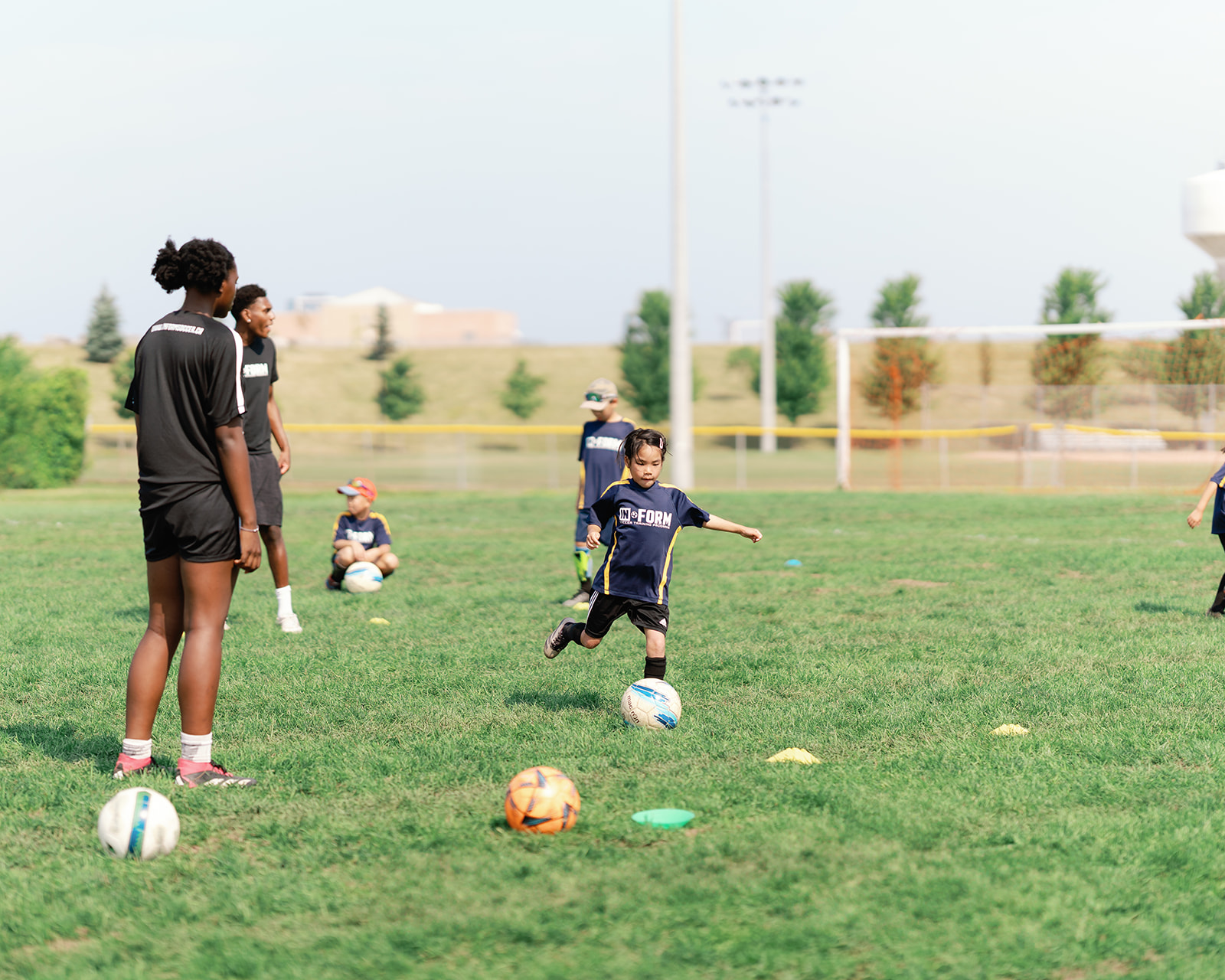 Soccer training in action